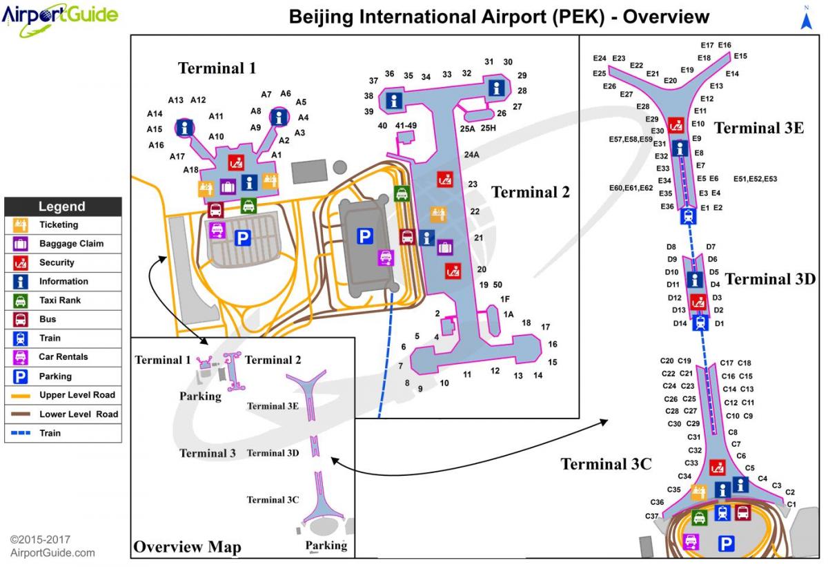 بیجنگ کے بین الاقوامی ہوائی اڈے کے ٹرمینل 3 نقشہ
