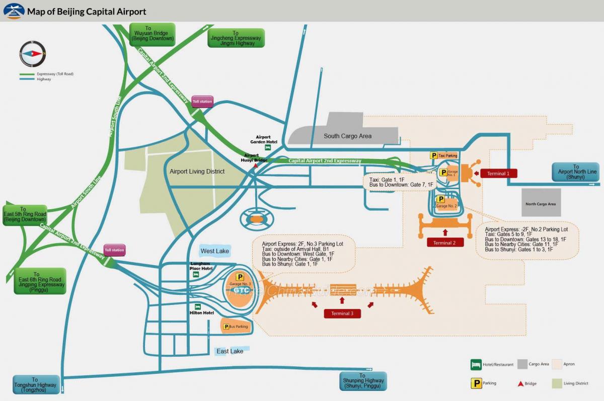 بیجنگ ہوائی اڈے کے ٹرمینل کا نقشہ