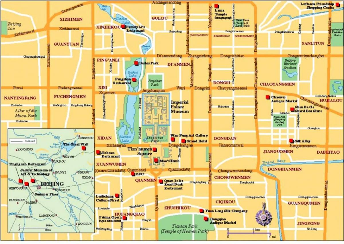 سیاحوں کی نقشہ بیجنگ کے شہر